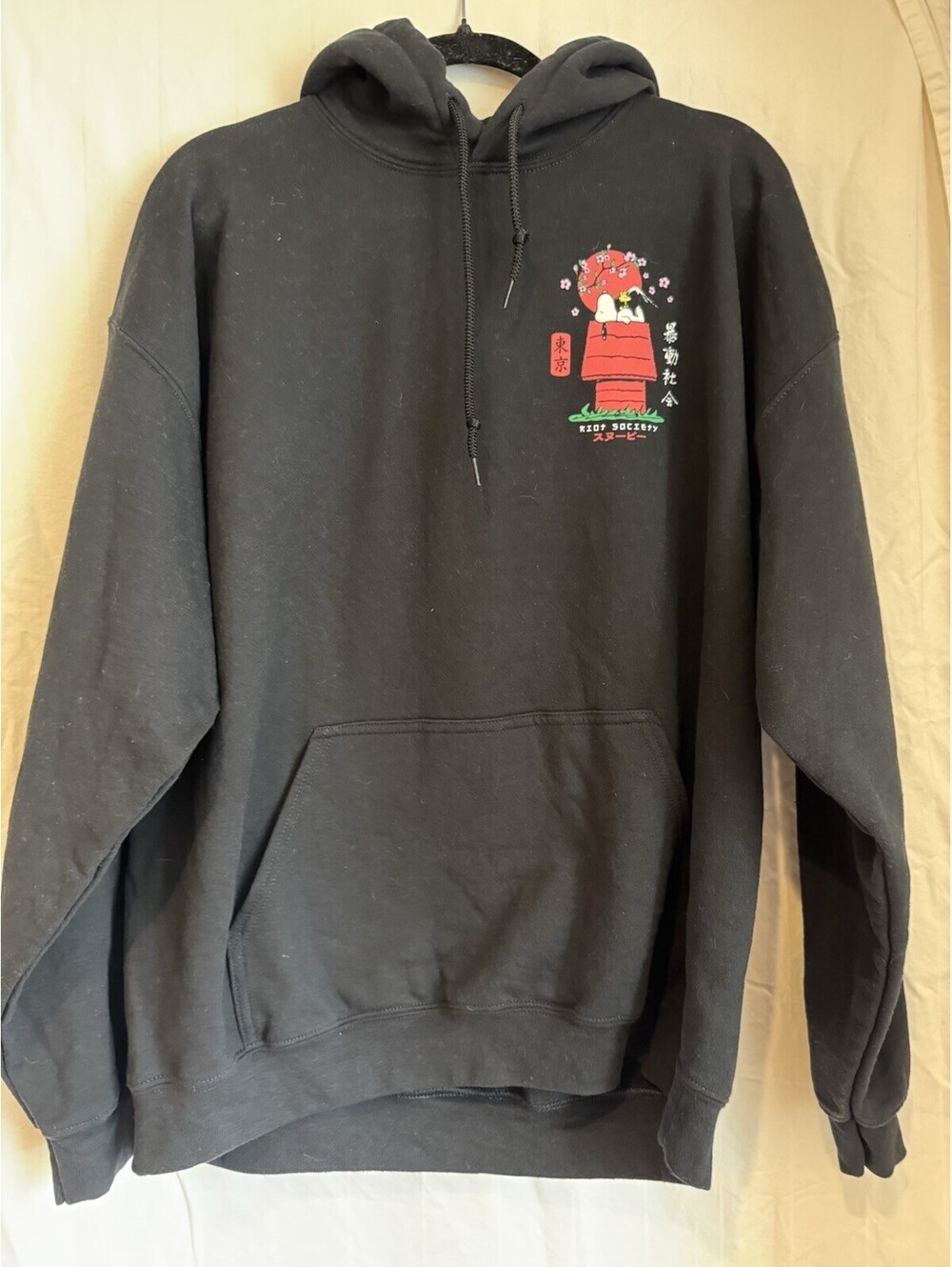 Riot Society Snoopy Woodstock Men's Black Pullover Fleece Graphic Hoodie XL